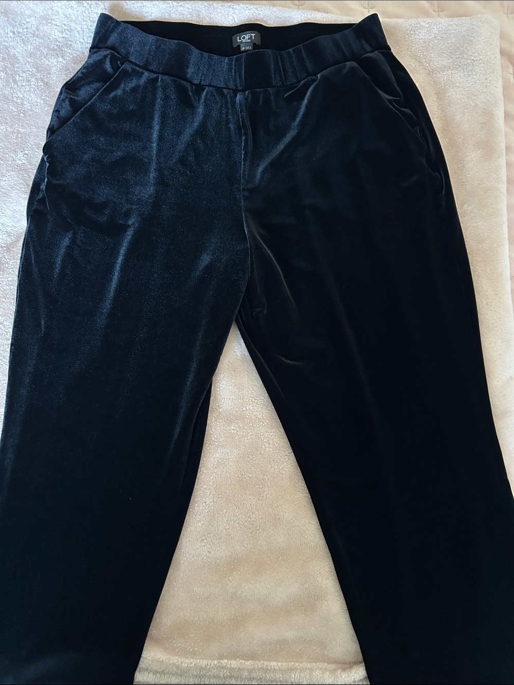 LOFT Black Velvet Cropped Pants